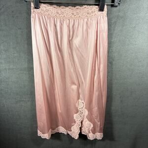 vintage vassarette women nylon slip small pink lace satin fairy regency coquette